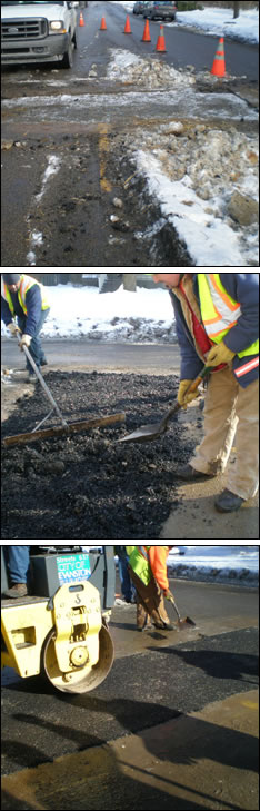 Cold Asphalt in cold weather, winter, snow application